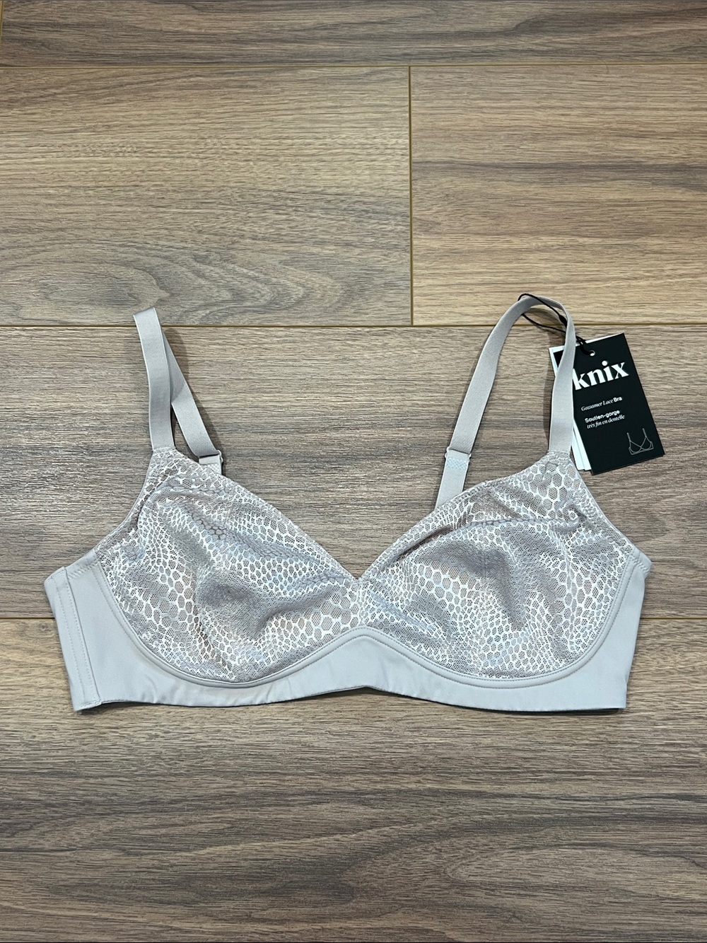 NEW Knix Gossamer Lace Bra in Oyster Size Large +
